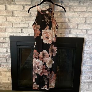 Black Floral MIDI Dress